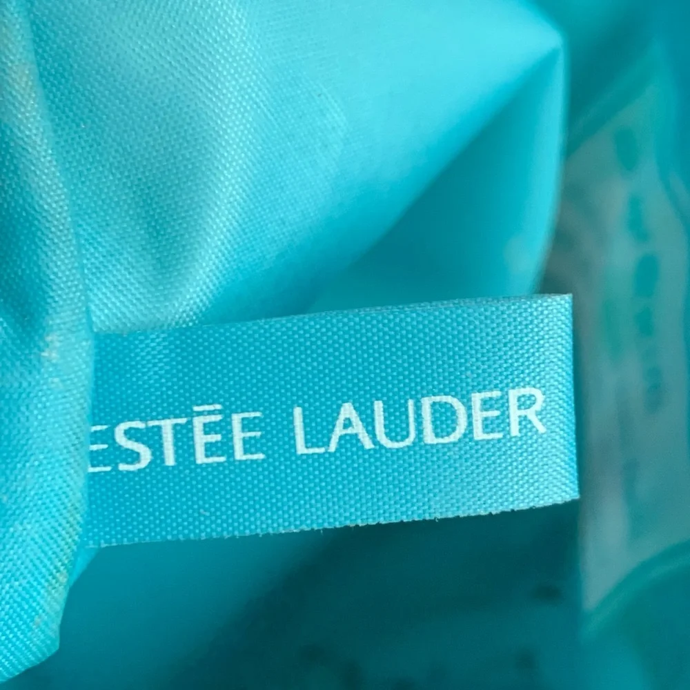 ESTEE LAUDER Women’s Turquoise Blue Tropical Print Zipper Top Cosmetic Bag